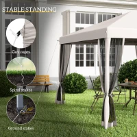 Outsunny 10' x 10' Pop Up Canopy Tent with Netting, Instant Gazebo, Screen House Room with Carry Bag, Height Adjustable, for Outdoor, Garden, Patio, Camping, Beige(m-6)