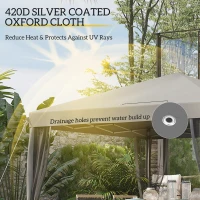Outsunny 10' x 10' Pop Up Canopy Tent Gazebo with Removable Mesh Sidewall Netting, Carry Bag for Backyard Patio Outdoor, Light Grey(m-5)