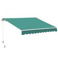 Outsunny 10' x 8' Manual Retractable Awning, Sun Shade Shelter Canopy, with Aluminum Frame and UV Protection for Patio Deck Yard Window Door, Green(m-2)