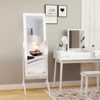 HOMCOM Full Length Mirror, Free Standing Full Body Mirror with Rectangular Frame, Adjustable Angle for Dressing Room, Bedroom, Living Room, White(m-4)
