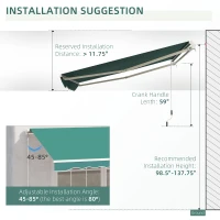 Outsunny 10' x 8' Retractable Awning, Patio Awnings, Sunshade Shelter w/ Manual Crank Handle, UV & Water-Resistant Fabric and Aluminum Frame for Deck, Balcony, Yard, Green(m-9)