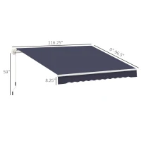 Outsunny 10' x 8' Retractable Awning, Patio Awnings, Sunshade Shelter w/ Manual Crank Handle, UV & Water-Resistant Fabric and Aluminum Frame for Deck, Balcony, Yard, Blue(m-3)