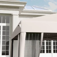 Outsunny 10' x 10' Pop Up Canopy Tent with Netting, Instant Gazebo, Screen House Room with Carry Bag, Height Adjustable, for Outdoor, Garden, Patio, Camping, Beige(m-9)