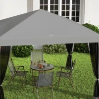 Outsunny 10' x 10' Pop Up Canopy Tent Gazebo with Removable Mesh Sidewall Netting, Carry Bag for Backyard Patio Outdoor, Light Grey(m-7)