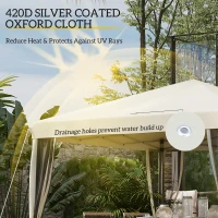 Outsunny 10' x 10' Pop Up Canopy Tent with Netting, Instant Gazebo, Screen House Room with Carry Bag, Height Adjustable, for Outdoor, Garden, Patio, Camping, Beige(m-5)