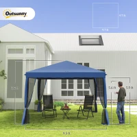 Outsunny 10'x10' Pop-Up Canopy Party Tent, Beige, with Detachable Mesh Walls for Outdoor Events, Easy Assembly(m-2)