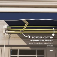 Outsunny 10' x 8' Retractable Awning, Patio Awnings, Sunshade Shelter w/ Manual Crank Handle, UV & Water-Resistant Fabric and Aluminum Frame for Deck, Balcony, Yard, Blue(m-6)