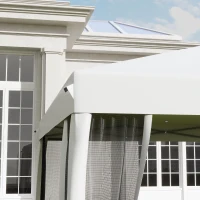 Outsunny 10' x 10' Pop Up Canopy Tent Gazebo with Removable Mesh Sidewall Netting, Carry Bag for Backyard Patio Outdoor, Cream(m-9)