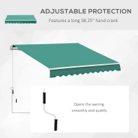 Outsunny 10' x 8' Retractable Awning, Patio Awnings, Sunshade Shelter w/ Manual Crank Handle, UV & Water-Resistant Fabric and Aluminum Frame for Deck, Balcony, Yard, Green(m-4)
