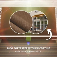 Outsunny 10' x 8' Manual Retractable Awning, Sun Shade Shelter Canopy, with Aluminum Frame and UV Protection for Patio Deck Yard Window Door, Coffee(m-5)