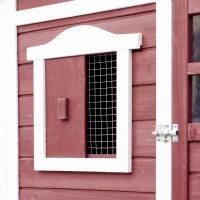 PawHut 44" Chicken Coop, Wooden Hen Run House, Rabbit Hutch with Nesting Box, Removable Tray, Asphalt Roof, Planting Lattice, Red(m-8)