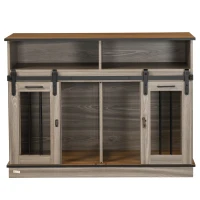 PawHut Modern Dog Crate End Table, Dual Room with Removable Panel, Stylish Pet Furniture(m-10)