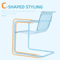 Outsunny 3 Pieces Patio Bistro Set, Metal Frame Garden Coffee Table Set with 2 Chairs & Round Table for Outdoor Yard Porch Poolside Balcony, Sky Blue(m-4)