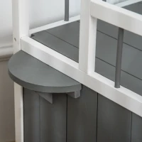 PawHut 2-Story Cat House Wooden Condo, Kitten Shelter with Balcony, Jump Steps, Multiple Entrances, for Feral Cats - Grey(m-9)