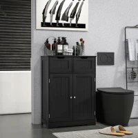 kleankin Bathroom Cabinet, Bathroom Storage Cabinet with 2 Drawers, Adjustable Shelf for Living Room, Entryway, Black(m-1)