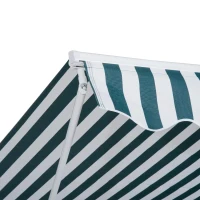 Outsunny 10' x 8' Manual Retractable Awning, Sun Shade Shelter Canopy, with Aluminum Frame and UV Protection for Patio Deck Yard Window Door, Green Stripe(m-10)
