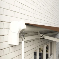 Outsunny 13' x 8' Manual Retractable Patio Awning Sun Shade Outdoor Deck Window Door Canopy Shelter Aluminum Frame Coffee(m-8)