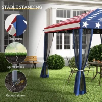 Outsunny 10' x 10' Pop Up Canopy Tent with Netting, Instant Gazebo, Screen House Room with Carry Bag, Height Adjustable, for Outdoor, Garden, Patio, Camping, American Flag(m-6)
