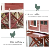 PawHut 44" Chicken Coop, Wooden Hen Run House, Rabbit Hutch with Nesting Box, Removable Tray, Asphalt Roof, Planting Lattice, Red(m-7)