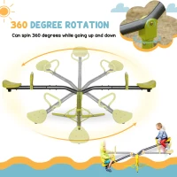 HOMCOM Kids Spinning Seesaw Swivel Teeter Totter Playground Equipment 360° Rotation Child Seesaw Rocker Swing Green & Grey(m-6)