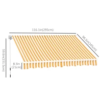 Outsunny 10' x 8' Manual Retractable Awning, Sun Shade Shelter Canopy, with Aluminum Frame and UV Protection for Patio Deck Yard Window Door, Orange(m-3)