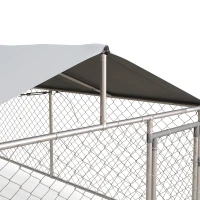 PawHut 19.7' x 7.5' x 7.5' Outdoor Dog Kennel for Large-Sized Dogs with Waterproof UV Resistant Roof, Silver(m-9)