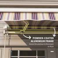 Outsunny 10' x 8' Retractable Awning, Patio Awnings, Sunshade Shelter w/ Manual Crank Handle, UV & Water-Resistant Fabric and Aluminum Frame for Deck, Balcony, Yard, Red & Beige(m-6)