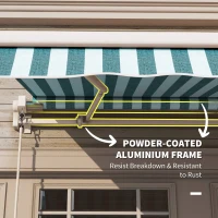 Outsunny 10' x 8' Manual Retractable Awning, Sun Shade Shelter Canopy, with Aluminum Frame and UV Protection for Patio Deck Yard Window Door, Green Stripe(m-6)