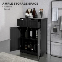 kleankin Bathroom Cabinet, Bathroom Storage Cabinet with 2 Drawers, Adjustable Shelf for Living Room, Entryway, Black(m-4)