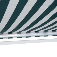 Outsunny 10' x 8' Manual Retractable Awning, Sun Shade Shelter Canopy, with Aluminum Frame and UV Protection for Patio Deck Yard Window Door, Green Stripe(m-9)