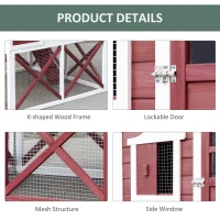 PawHut 44" Chicken Coop, Wooden Hen Run House, Rabbit Hutch with Nesting Box, Removable Tray, Asphalt Roof, Planting Lattice, Red(m-6)