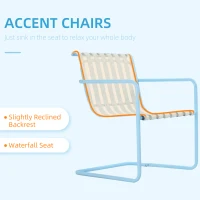 Outsunny 3 Pieces Patio Bistro Set, Metal Frame Garden Coffee Table Set with 2 Chairs & Round Table for Outdoor Yard Porch Poolside Balcony, Sky Blue(m-5)