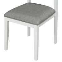 6-Piece Dining Set, Includes Dining Table, 4 Upholstered Chairs & Bench, Rubber Wood Legs, MDF Tabletop, 60''L x 36''W x 30''H, White+gray(m-10)