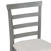 5-Piece Rubber Wood Counter Height Kitchen Table Set with Padded Chairs, Multi-Functional Table, Wine Compartment, and Wineglass Holders, Gray(m-9)