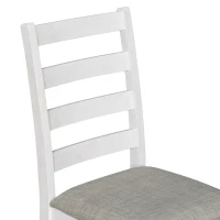 Rustic Style 6-Piece Dining Room Table Set with 4 Upholstered Chairs & Bench, Solid Wood Veneer, Rubber Wood Legs, 60"L x 36"W x 30"H, Brown+Whitewash(m-9)