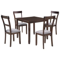 Vinsetto 5 Piece Dining Table Set, Industrial Wooden Kitchen Table and 4 Chairs, Compact Design, Upholstered Seats, 35"x35"x30", Espresso(m-2)
