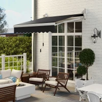Outsunny 8' x 7' Retractable Awning, Manual Sun Shade for Patio, UV & Water-Resistant, Black(m-1)