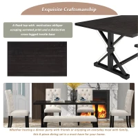 6-Piece Farmhouse Dining Table Set, 72''L x 42''W x 30''H Wood Rectangular Table with 4 Upholstered Chairs and Bench, Ergonomic Design, Espresso(m-6)