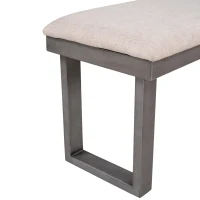 6-Piece Solid Wood Dining Room Set with Rectangular Table, 4 Chairs, and Bench, High-Density Cushions, 60''L x 35.8''W x 30.3''H, Gray(m-10)