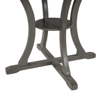 5-Piece Round Dining Table and Chair Set with Special-Shaped Legs, Hollow Chair Back, and Cushioned Seats, 42"Lx42"Wx30"H, Gray(m-13)