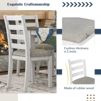 Rustic Style 6-Piece Dining Room Table Set with 4 Upholstered Chairs & Bench, Solid Wood Veneer, Rubber Wood Legs, 60"L x 36"W x 30"H, Brown+Whitewash(m-6)