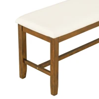 6-Piece Kitchen Dining Table Set, Wooden Rectangular Table with 4 Fabric Chairs and Bench, Durable Solid Wood Frame, Easy Assembly, 60''L x 36''W x 30''H, Natural Cherry(m-11)