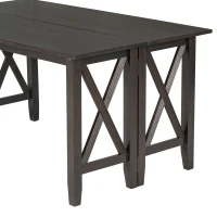 6-Piece Dining Room Set, Solid Wood Foldable Table with 4 Chairs and Bench, Space-Saving Design, 60"x36" Table, Espresso(m-14)