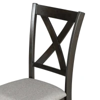 6-Piece Kitchen Dining Table Set, Wooden Rectangular Table with 4 Fabric Chairs and Bench, Durable Solid Wood Frame, 60''L x 36''W x 30''H, Espresso(m-9)