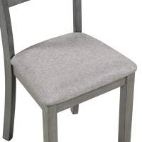 Vinsetto 5-Piece Dining Table Set, Industrial Wooden Kitchen Table and 4 Chairs with Cushioned Seats, 35"x35"x30", Gray(m-10)