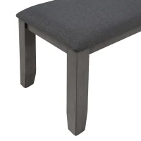 Dining Room Table and Chairs with Bench, Rustic Wood Dining Set, 6-Piece, Distressed Finish, Upholstered Seats, Solid Wood Legs, 60"L x 36"W x 30.3"H Table, Gray(m-10)