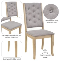 Vinsetto 6-Piece Retro Dining Set with Unique Table Legs and Foam-Covered Seats, Solid Wood Construction, 60" Table, Gray Wash(m-7)