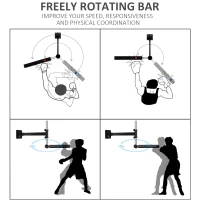 Soozier Wall Mount Reflex Bar Trainer, MMA Boxing Speed Trainer with Punching Boxing Bar, Height Adjustable, Black(m-4)