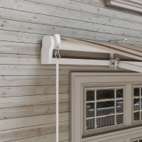 Outsunny 13' x 8' Retractable Awning, Patio Awnings, Sunshade Shelter w/ Manual Crank Handle, UV & Water-Resistant Fabric and Aluminum Frame for Deck, Balcony, Yard, Red Stripes(m-8)