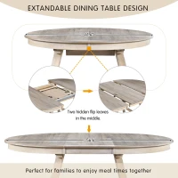 5-Piece Wood Dining Table Set, Round Extendable Table with 4 Chairs, Adjustable Length 41.4"-56.6", Modern Farmhouse Style, Natural Wood Wash(m-7)